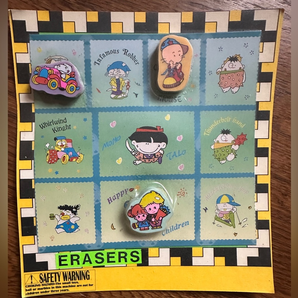 Vintage vending gumball machine prize card erasers toys